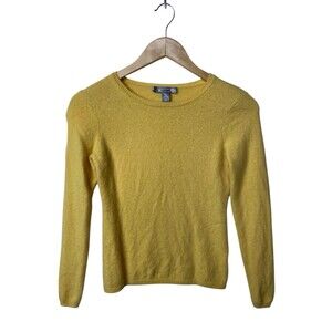 Charter Club 100% Cashmere Sweater Womens Sz S Yellow Long Sleeve 2 Ply Pullover